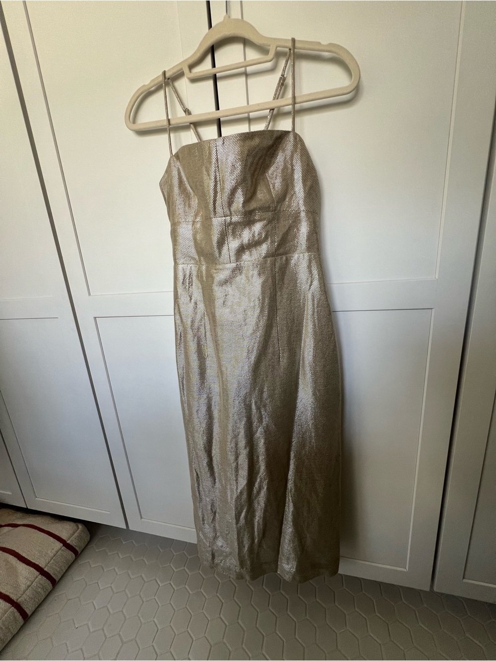 J Crew Collection Gold Spaghetti-Strap Midi Dress